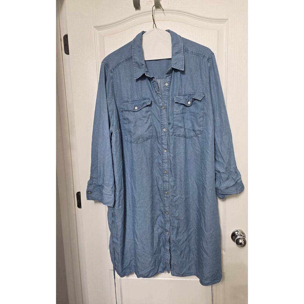 Terra & Sky Denim Style Dress Button Down Women’s 3x